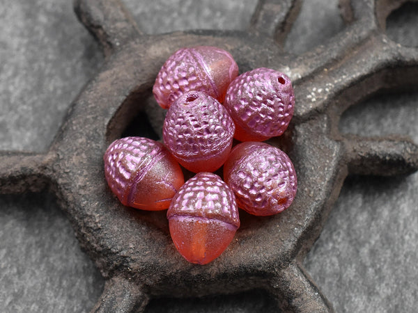 Acorn Beads - Czech Glass Beads - Picasso Beads - Fall Beads - Beads for Jewelry - 10x12mm - 8pcs - (545)