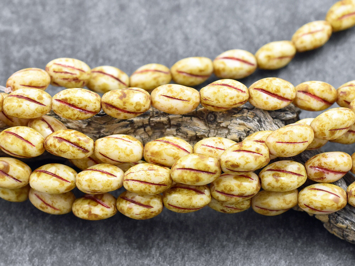 Picasso Beads - Czech Glass Beads - Oval Beads - Coffee Bean Beads - 17pcs - 8x11mm - (5992)