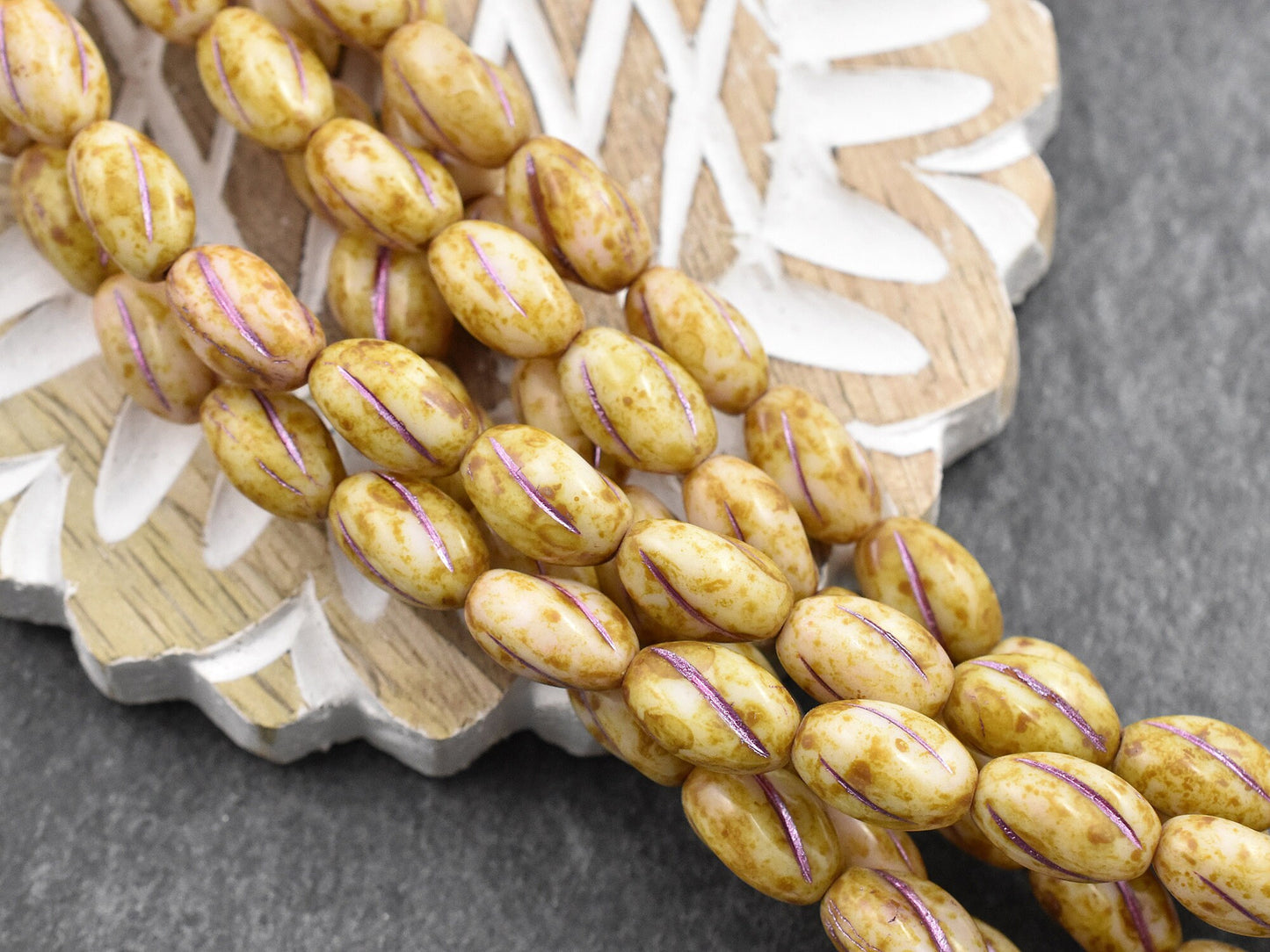 Picasso Beads - Czech Glass Beads - Oval Beads - Coffee Bean Beads - 16pcs - 8x11mm - (B550)