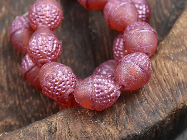 Acorn Beads - Czech Glass Beads - Picasso Beads - Fall Beads - Beads for Jewelry - 10x12mm - 8pcs - (545)