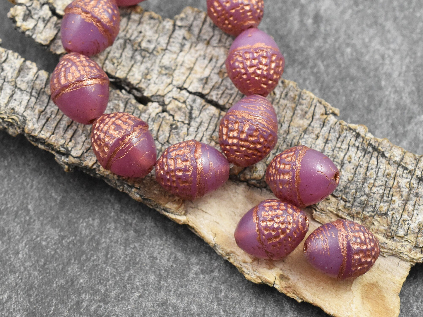 Czech Glass Beads - Acorn Beads - Picasso Beads - Fall Beads - Beads for Jewelry - 10x12mm - 8pcs - (395)
