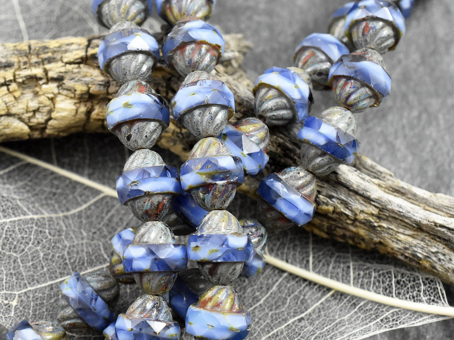 Picasso Beads - Czech Glass Beads - Cathedral Beads - Turbine Beads - Fire Polish Beads - 11x10mm - 6pcs (A276)
