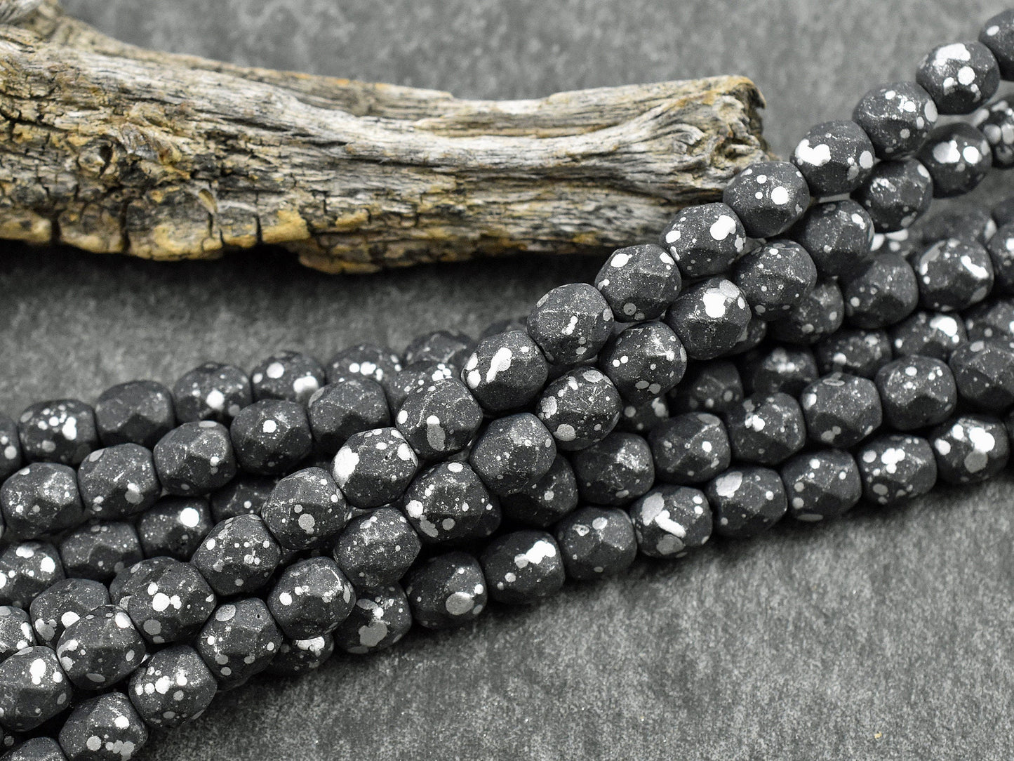 Czech Glass Beads - 6mm Beads - Fire Polished Beads - Round Beads - Picasso Beads - Black Spacers - 6mm - 25pcs - (2260)