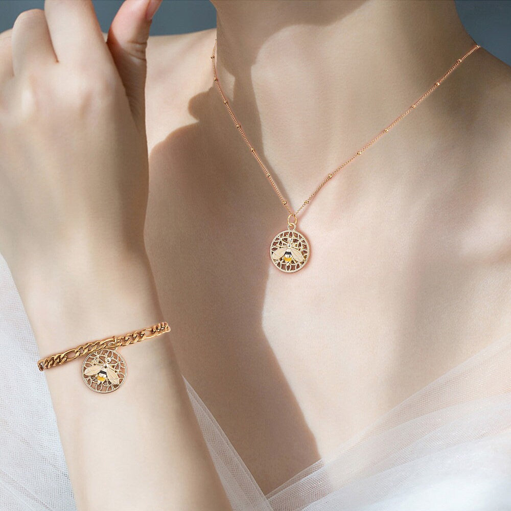 Bee Charms - Bee Pendant - Metal Charms - Enamel Charms - 18mm - 10pcs - (3541)