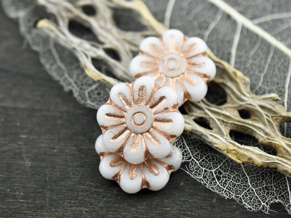 *6* 18mm Copper Washed Alabaster Daisy Flower Beads