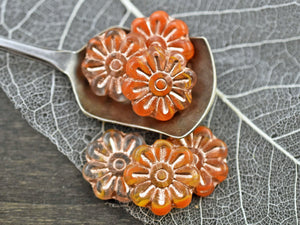 Daisy Flower Beads - Czech Glass Beads - Czech Glass Flowers - New Czech Beads - 18mm Flower - 6pcs - (994)
