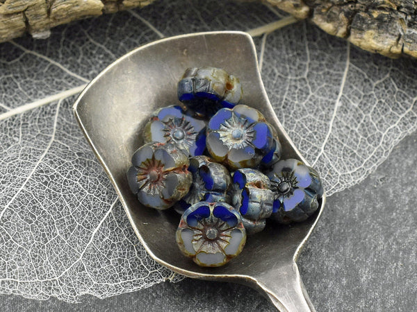 Picasso Beads - Czech Glass Beads - Hawaiian Flower Beads - Czech Glass Flowers - 8mm - 15pcs - (394)