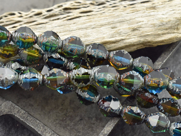 Picasso Beads - Czech Glass Beads - Bicone Beads - Faceted Beads - 10x8mm - 15pcs - (A563)