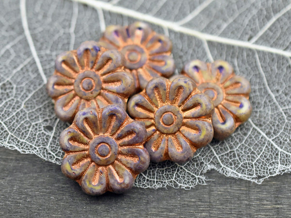 Czech Glass Beads - Flower Beads - Focal Beads - Czech Glass Flowers - Daisy Beads - 18mm Flower - 6pcs - (1776)