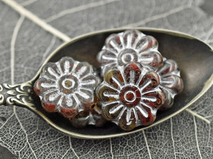 Picasso Beads - Daisy Flower Beads - Czech Glass Beads - Czech Glass Flowers - New Czech Beads - 18mm Flower - 6pcs - (5584)