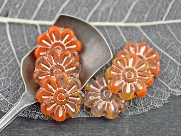 Daisy Flower Beads - Czech Glass Beads - Czech Glass Flowers - New Czech Beads - 18mm Flower - 6pcs - (994)