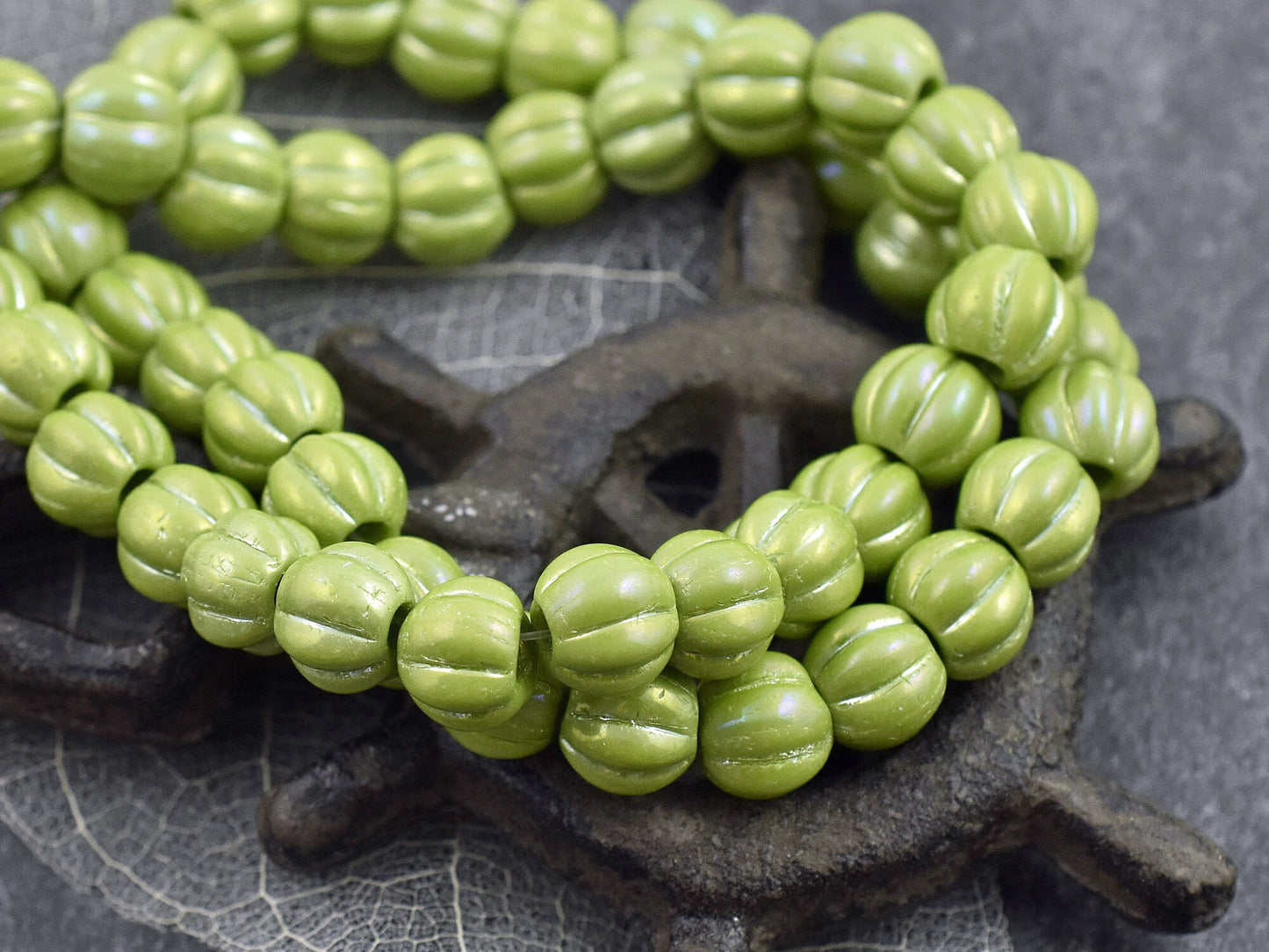 Large Hole Melon Beads - Czech Glass Beads - Large Hole Beads - Round Beads - 6mm or 8mm