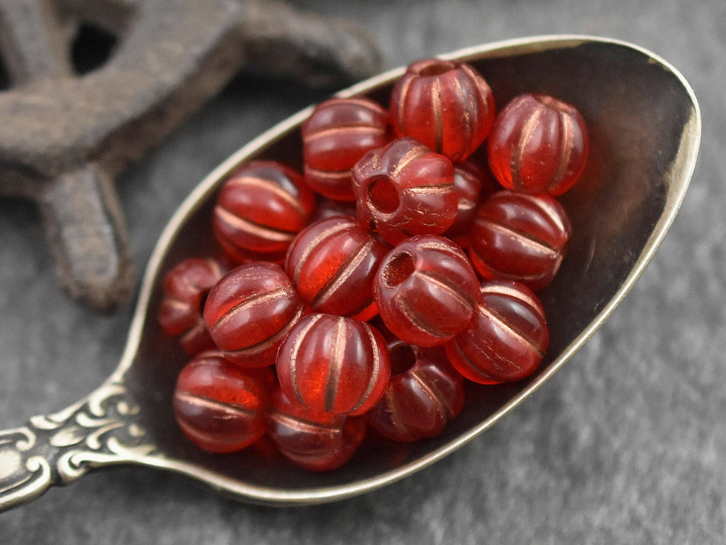 Melon Beads - Czech Glass Beads - Large Hole Beads - Round Beads - 6mm or 8mm