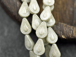 Czech Glass Beads - Teardrop Beads - Filigree Style Beads - Tear Drop Beads - 10pcs - 14x10mm - (5567)