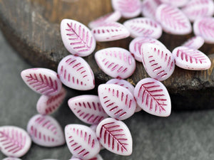 Picasso Beads - Czech Glass Beads - Leaf Beads - Top Drilled Leaf - Top Drilled Leaves - Top Hole - 16x12mm - 15pcs - (A283)