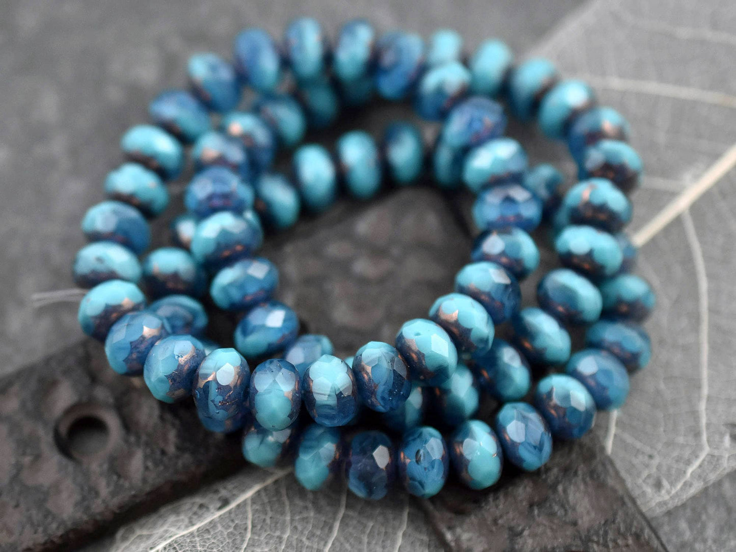 Czech Glass Beads - Rondelle Beads - Picasso Beads - Fire Polished Beads - Donut Beads - 6x8mm - 25pcs - (885)