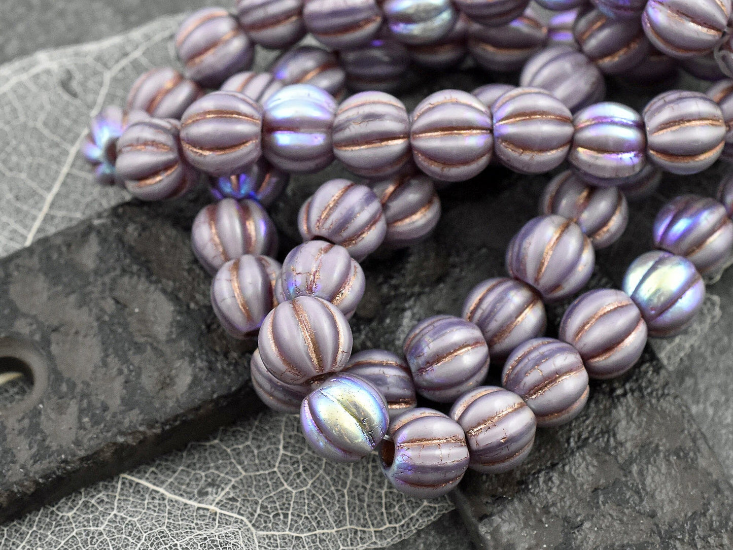 Large Hole Beads - Czech Glass Beads - Melon Beads - Round Beads - 6mm or 8mm