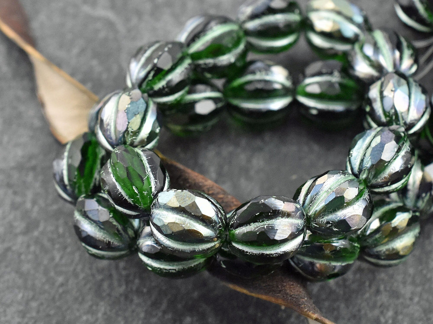 Czech Glass Beads - Picasso Beads - Faceted Melon - Melon Beads - Round Beads - 10mm - 12pcs (4659)