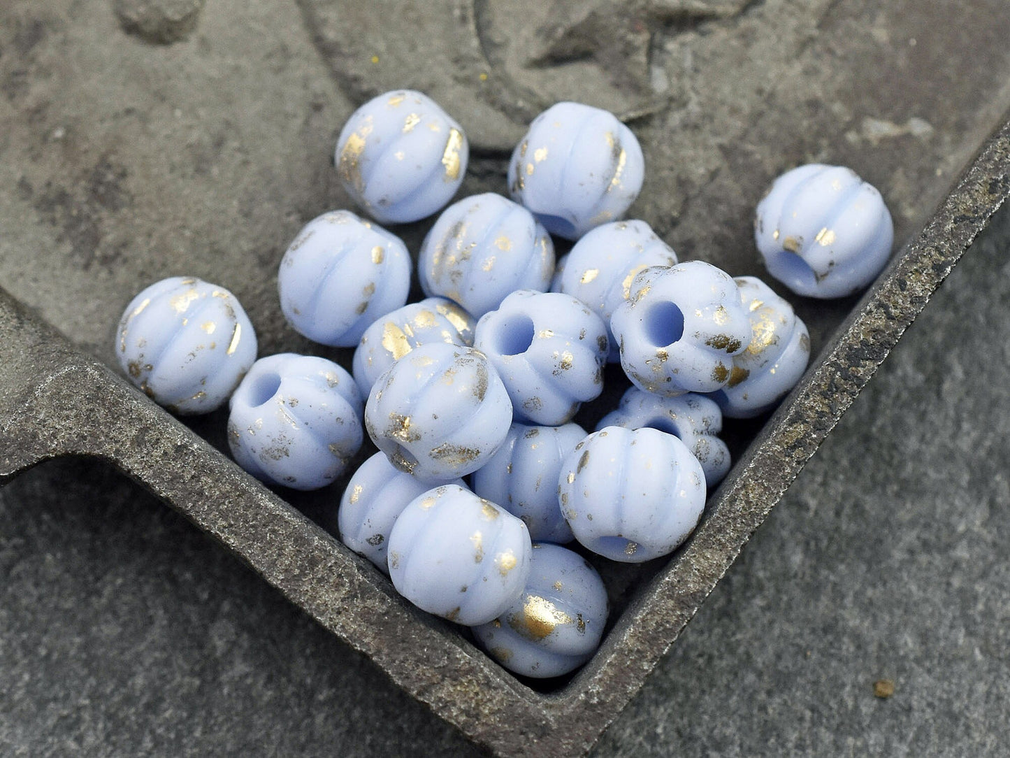 Melon Beads - Czech Glass Beads - Large Hole Beads - Round Beads - 6mm or 8mm