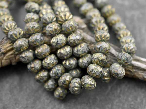 Picasso Beads - Rondelle Beads - Czech Glass Beads - Czech Glass Rondelle - Firepolish Beads - 6x9mm - 25pcs - (1237)