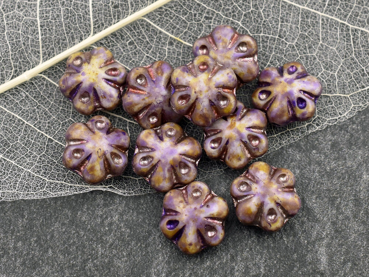Picasso Beads - Flower Beads - Czech Glass Beads - Picasso Beads - Pink Beads - 11mm - 10pcs - (1355)