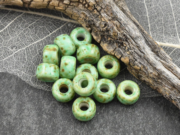 Picasso Beads - Czech Glass Beads - Large Hole Beads - Crow Beads - Rondelle Beads - Spacer Beads - 9mm - 25pcs (582)