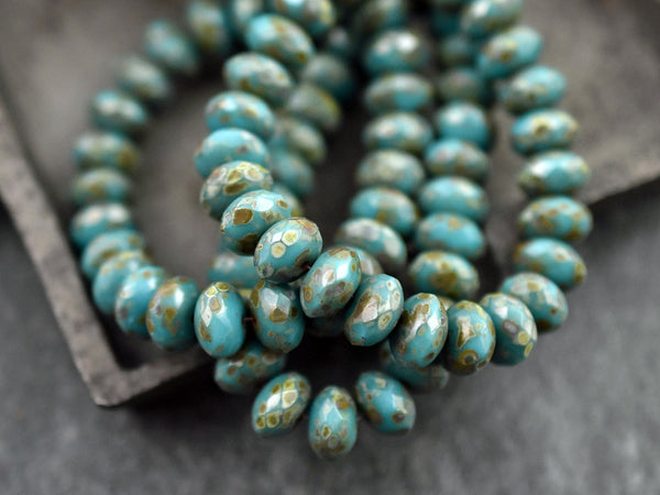 Picasso Beads - Rondelle Beads - Czech Glass Beads - Fire Polished Beads - Donut Beads - 6x8mm - 25pcs - (A522)