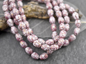 Picasso Beads - Czech Glass Beads - Drop Beads - Pink Beads - 20pcs - 10x8mm - (2028)