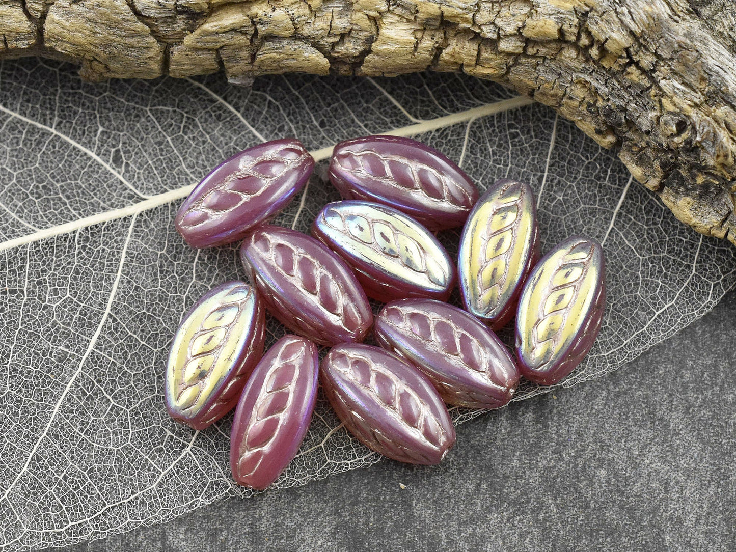 NEW Czech Glass Beads - Pink Beads - Oval Beads - AB Beads - 15x9mm - (3763)