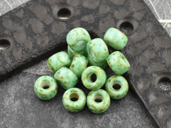 Picasso Beads - Czech Glass Beads - Large Hole Beads - Crow Beads - Rondelle Beads - Spacer Beads - 9mm - 25pcs (582)