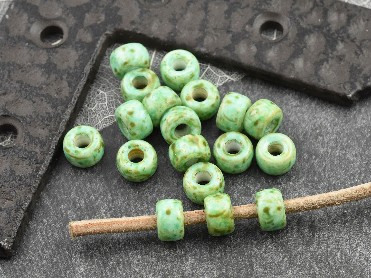 Picasso Beads - Czech Glass Beads - Large Hole Beads - Crow Beads - Rondelle Beads - Spacer Beads - 9mm - 25pcs (582)