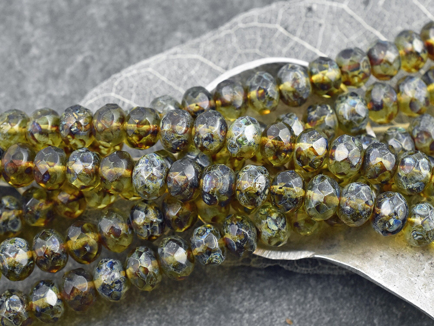 Czech Glass Beads - Picasso Beads - Rondelle Beads - 31pcs - 6x9mm - (6143)