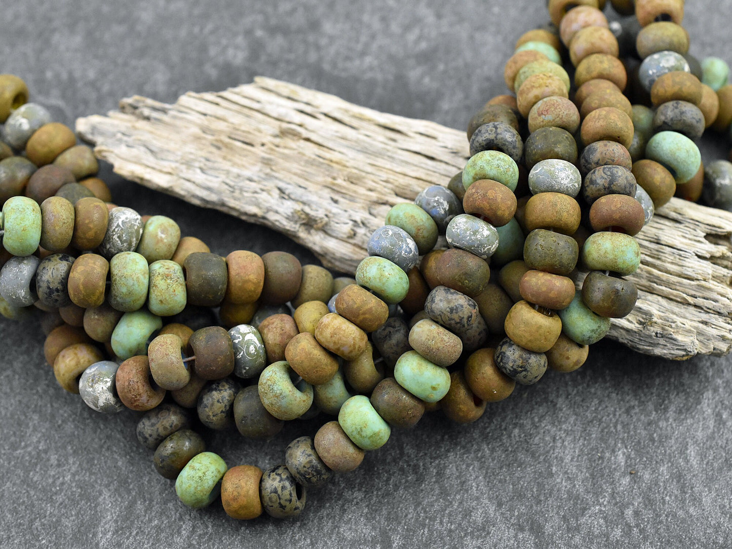 Aged Picasso Beads - Large Seed Beads - 34/0 - Picasso Beads - Large Hole Beads - 8x6mm - Choose Your Qty