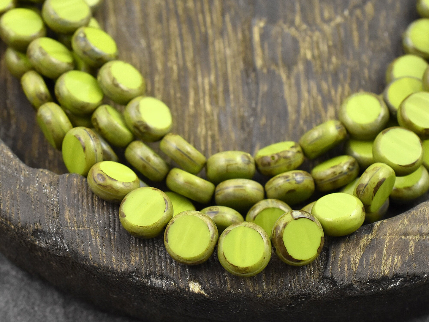 Czech Glass Beads - Picasso Beads - Table Cut Beads - Coin Beads - Disc Beads - 10mm - 19pcs - (4936)