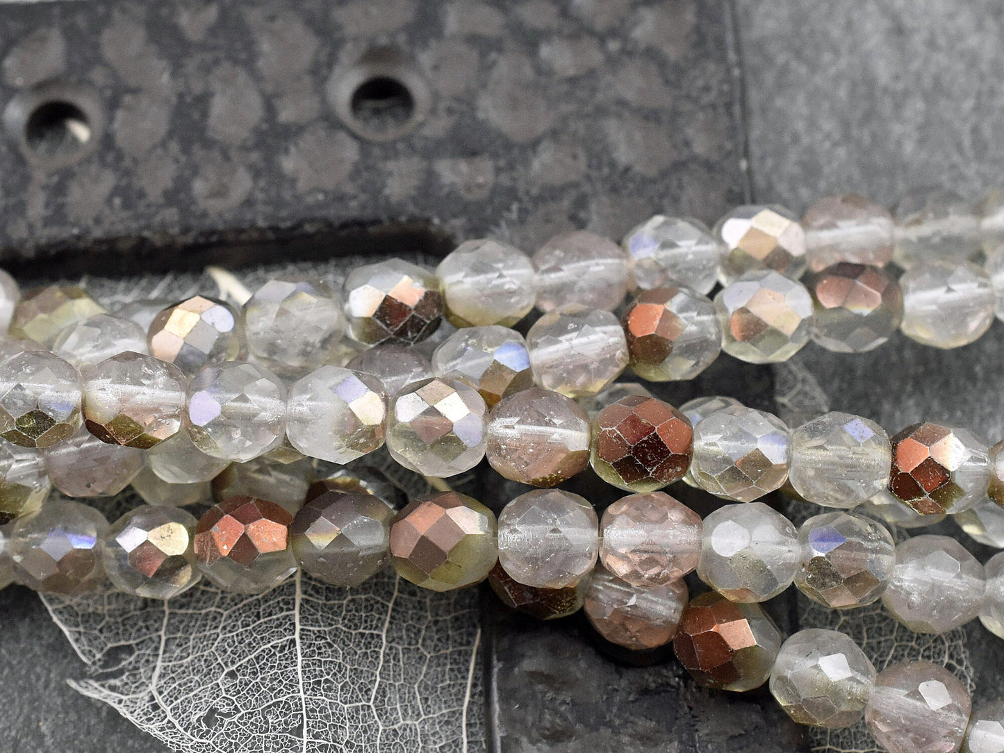 Czech Glass Beads - Round Beads - 8mm Beads - Fire Polish Beads - Copper Beads - 16pcs (3709)