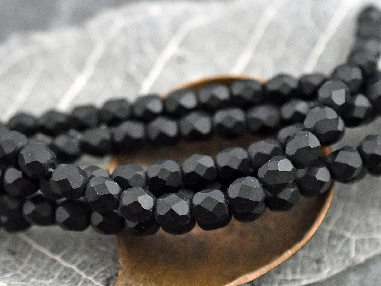 Czech Glass Beads - Fire Polished Beads - Jet Black Beads - Round Beads - 6mm Beads - 25pcs (B390)