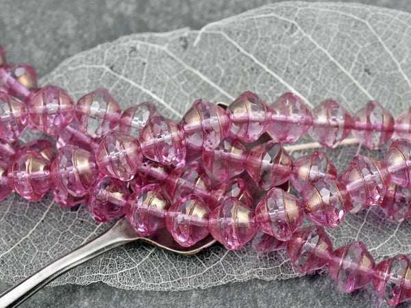 Picasso Beads - Czech Glass Beads - Saturn Beads - Pink Beads - Planet Beads - 21pcs - 10x12mm - (A577)