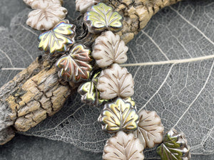 Leaf Beads - Picasso Beads - Czech Glass Beads - Fall Beads - Czech Leaves - 13x11mm - 20pcs - (2560)