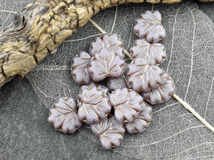 Leaf Beads - Picasso Beads - Czech Glass Beads - Fall Beads - Czech Leaves - 13x11mm - 20pcs - (4276)