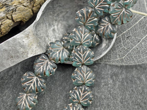 Czech Glass Beads - Leaf Beads - Picasso Beads - Fall Beads - Czech Leaves - 13x11mm - 20pcs - (A366)