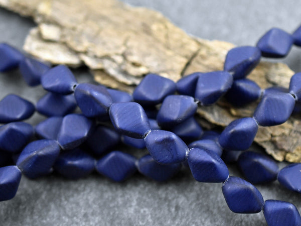 Czech Glass Beads - Oval Beads - Navy Blue Beads - Chunky Beads - 13pcs - 11x15mm - (3361)