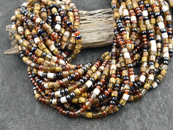 Aged Picasso Beads - Seed Beads - Czech Glass Beads - Size 6 Seed Beads - 6/0 - 20" Strand - (5596)