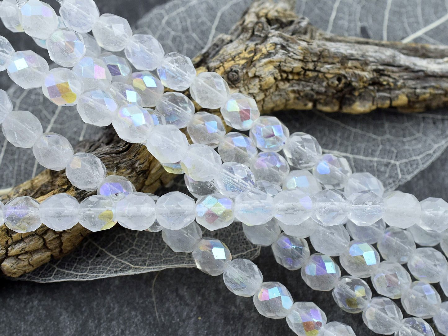 Czech Glass Beads - Round Beads - 8mm Beads - Fire Polish Beads - Crystal Beads - 16pcs (A154)