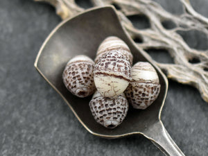 Czech Glass Beads - Picasso Beads - Acorn Beads - Fall Beads - Beads for Jewelry - 10x12mm - 8pcs - (2186)
