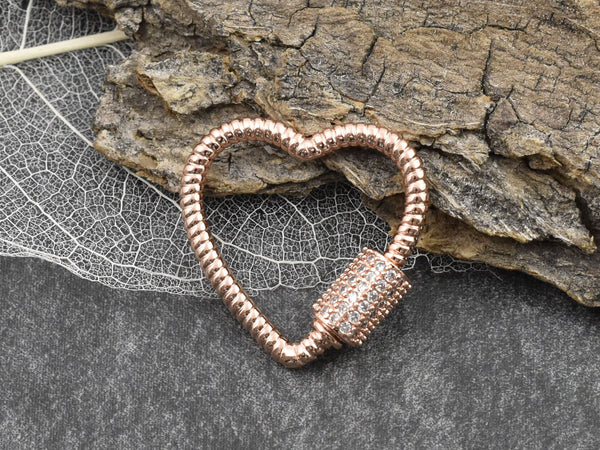 Carabiner Clasp - Rhienstone Clasp - Heart Clasp - Pave Clasp - CZ Clasp - Choose Your Color