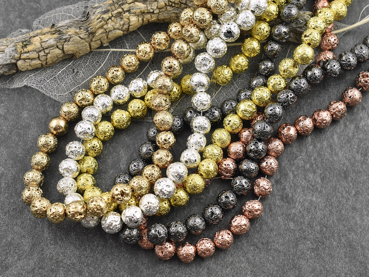 Lava Beads - Lava Stone - Electroplated Beads - Natural Beads - Multiple Colors & Sizes