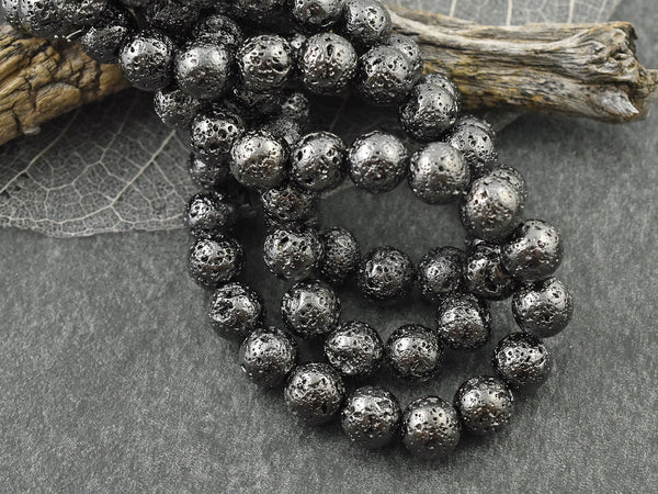 Lava Beads - Lava Stone - Electroplated Beads - Natural Beads - Multiple Colors & Sizes