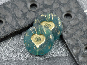 Czech Glass Beads - Heart Beads - Valentines Beads - Focal Beads - 21mm - 2pcs - (5614)