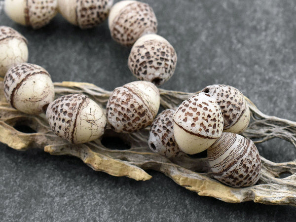 Czech Glass Beads - Picasso Beads - Acorn Beads - Fall Beads - Beads for Jewelry - 10x12mm - 8pcs - (2186)