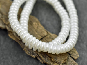Pearl Beads - Glass Beads - Glass Spacer Bead - White Pearl - Rondelle Beads - 6x3mm - 16